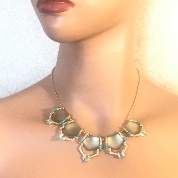 Alexis Bittar mocha color lucite with crystals & stones in gold tone setting - Picture 3 of 9